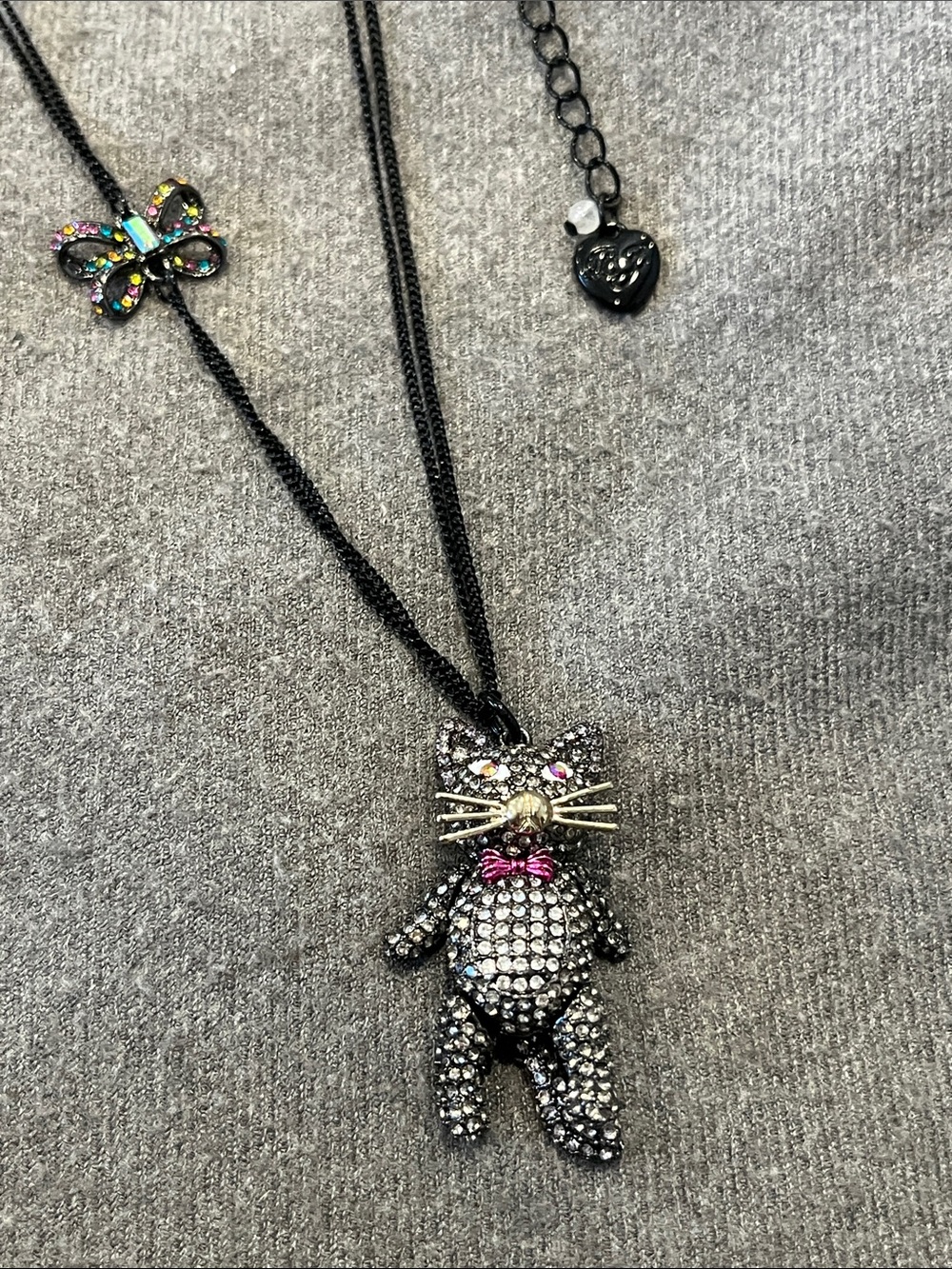Betsy Johnson Hallow Bat Articulated Cat Necklace